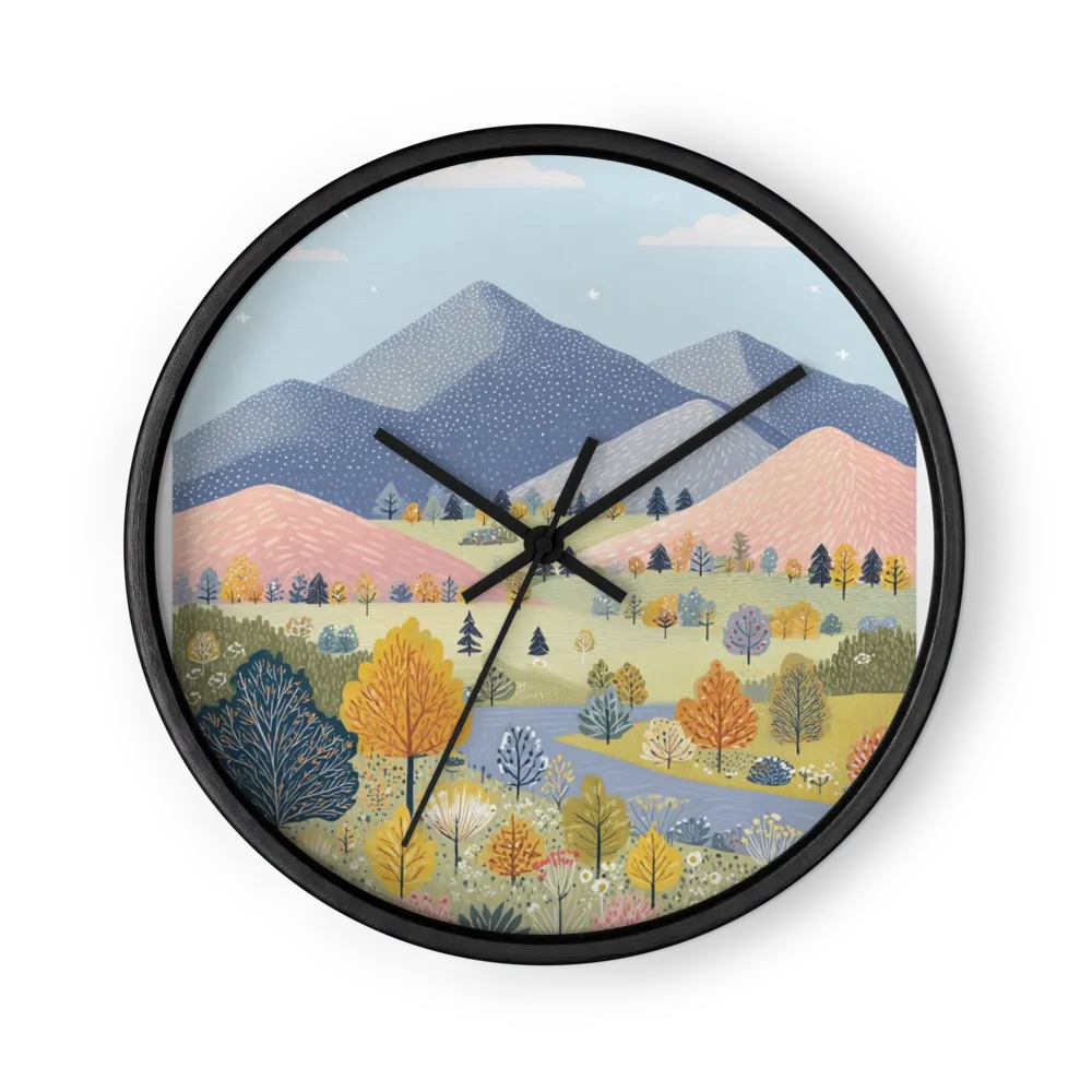 Pastel Mountain Valley | Wall Clock