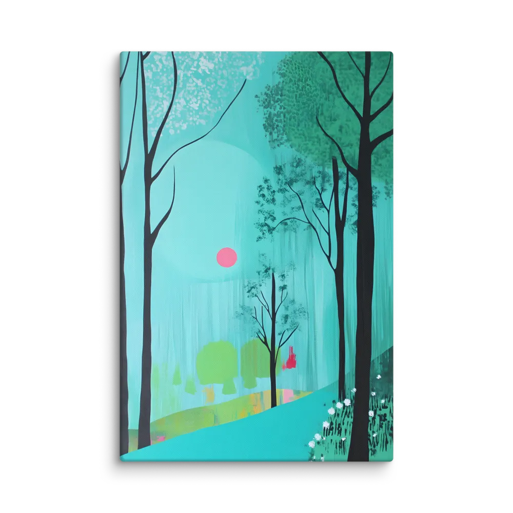 Teal Forest Serenade 
 Canvas with White Frame