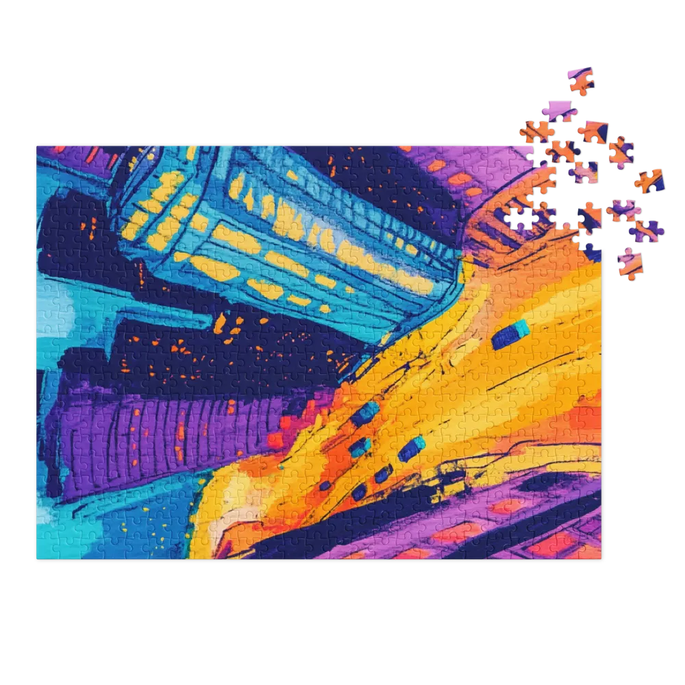 Vibrant Cityscape in Acrylic