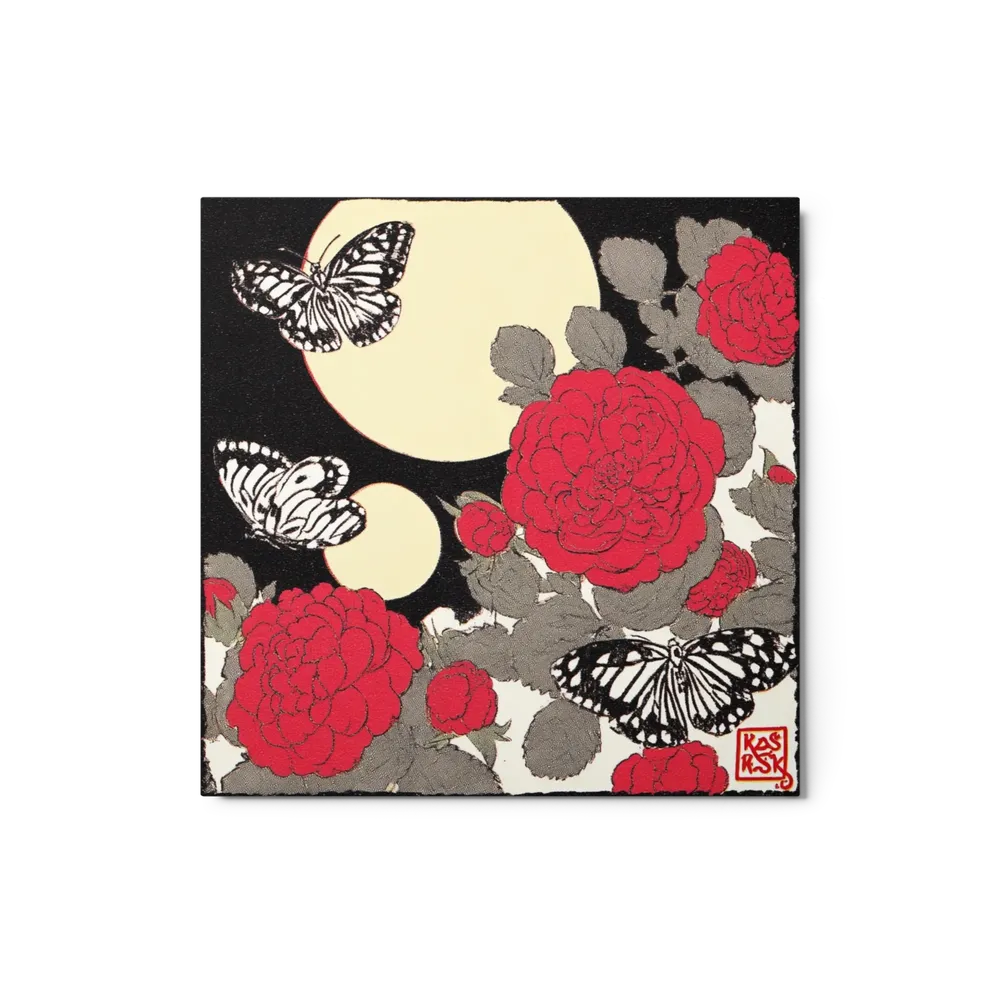 Moonlit Roses and Butterflies | Art Print