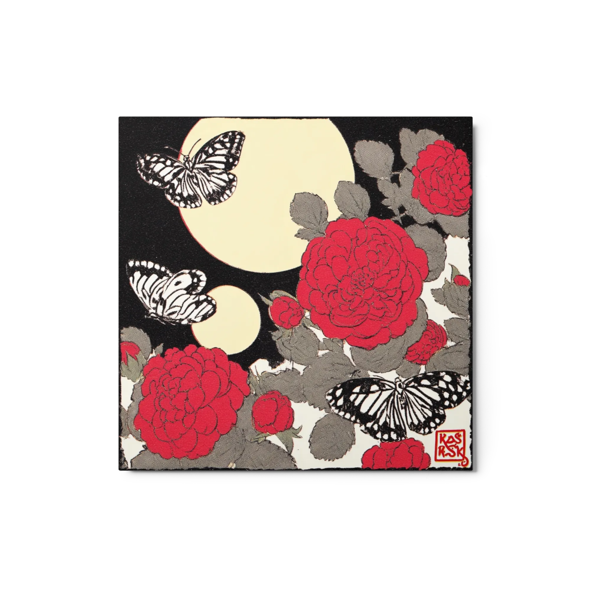 Moonlit Roses and Butterflies