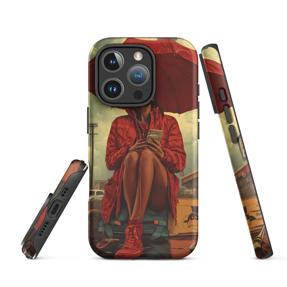 Surreal Woman with Red Umbrella | Phone Case