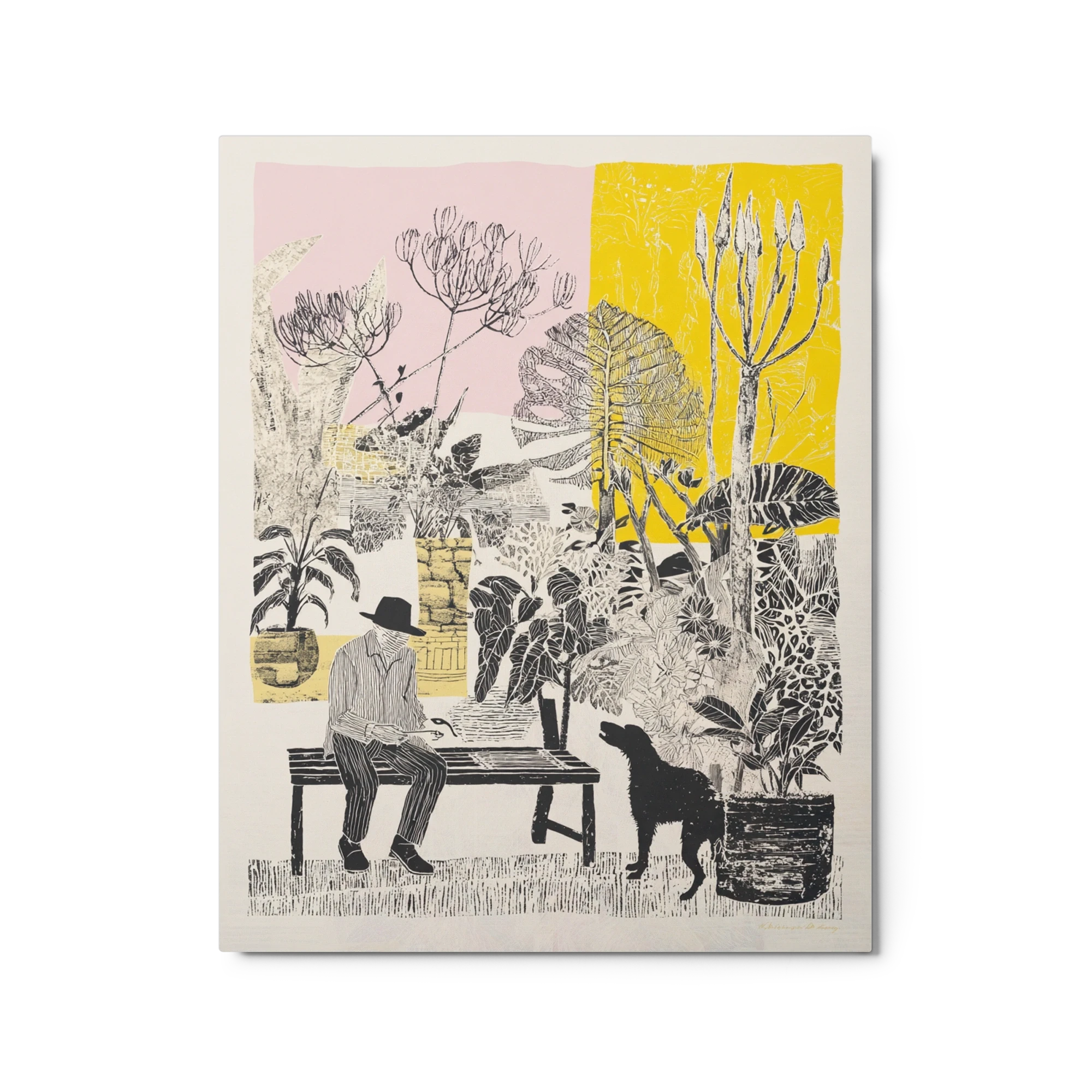 Man on Bench with Dog