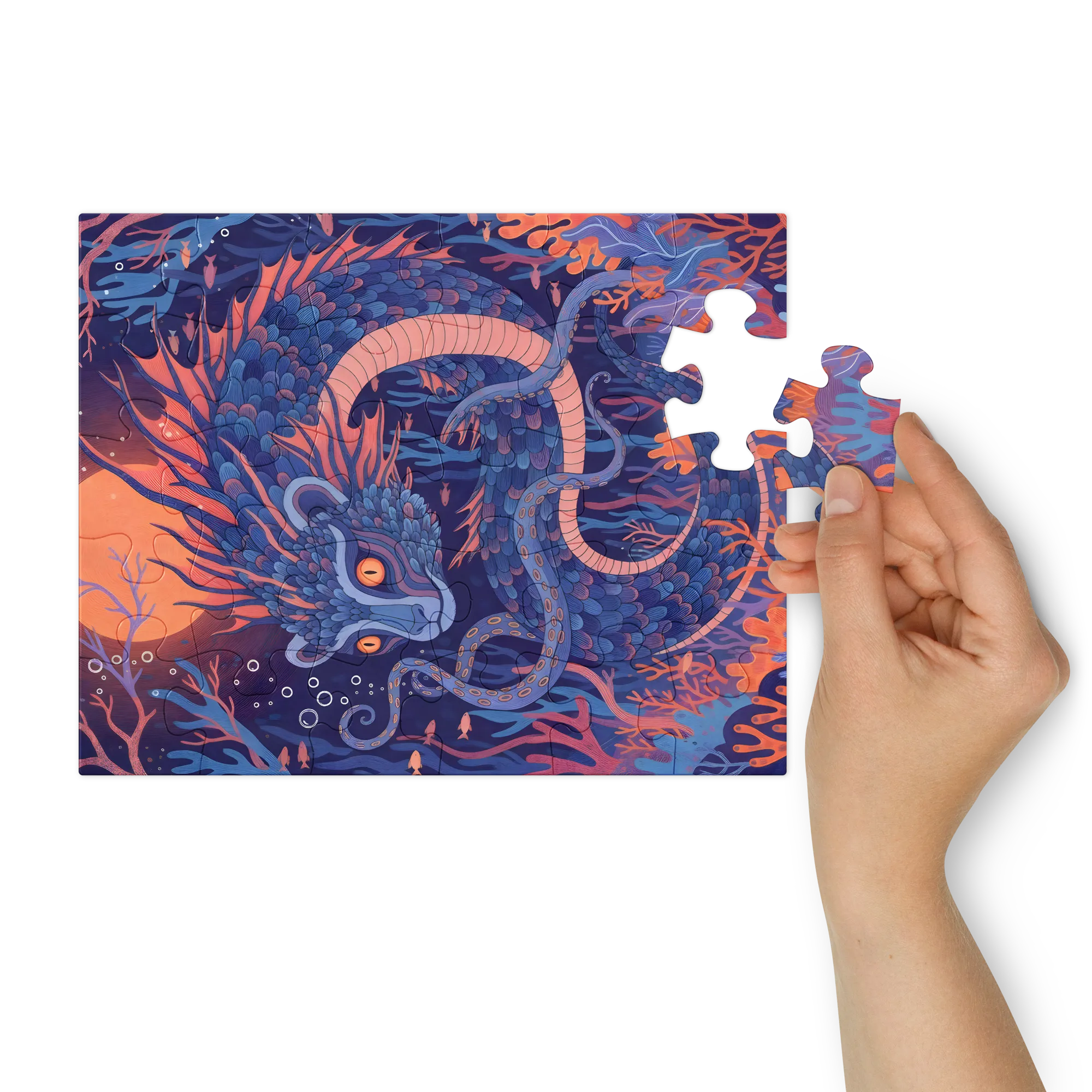 Moonlit Sea Serpent 
 Jigsaw Puzzle in Tin Box