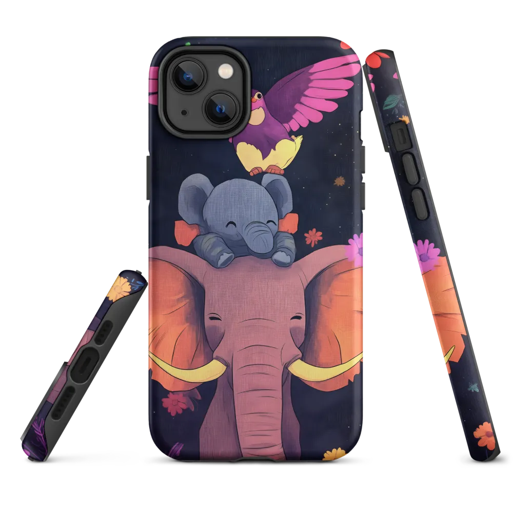 Elephant and Bird Illustration | Phone Case
