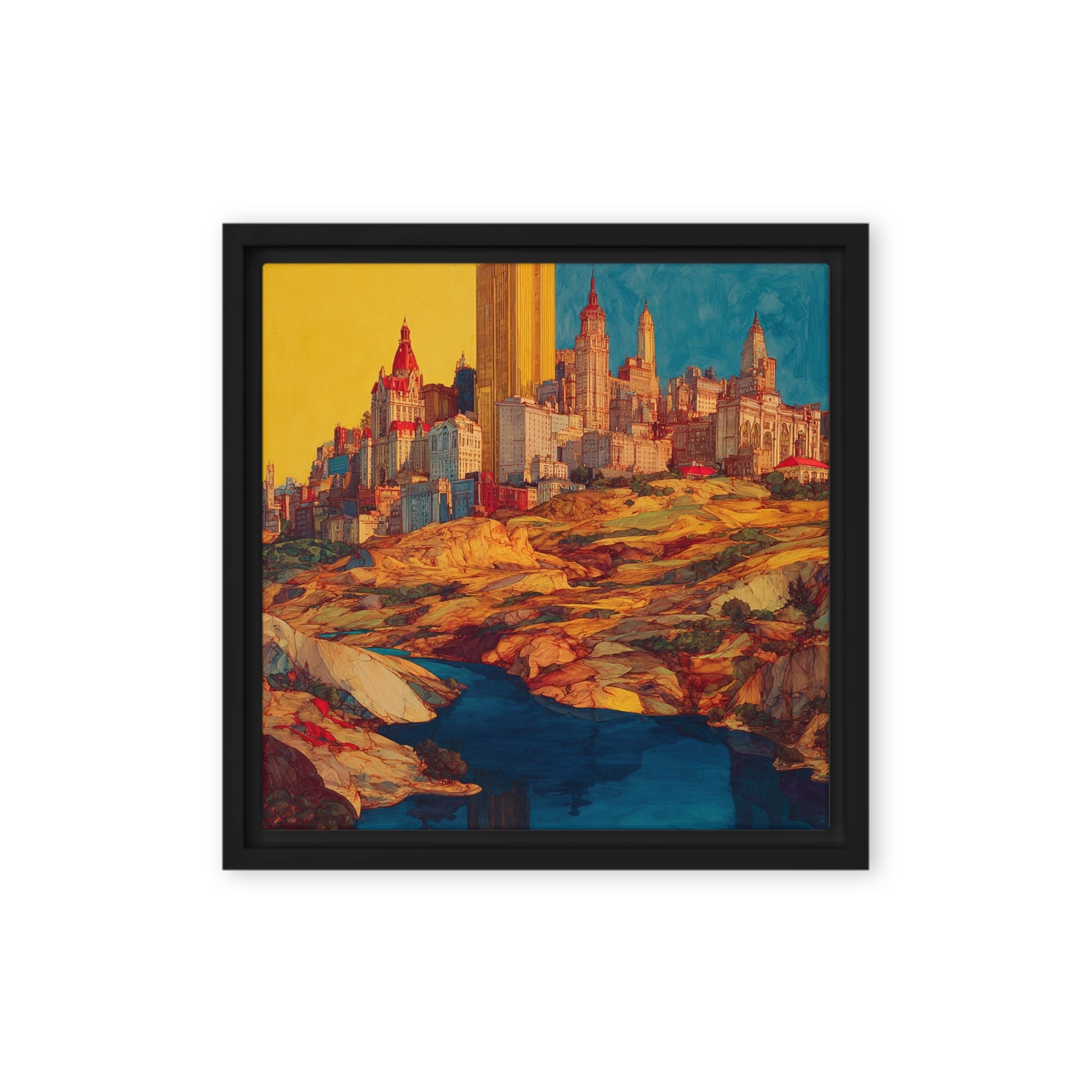Golden Skyline Over Blue River