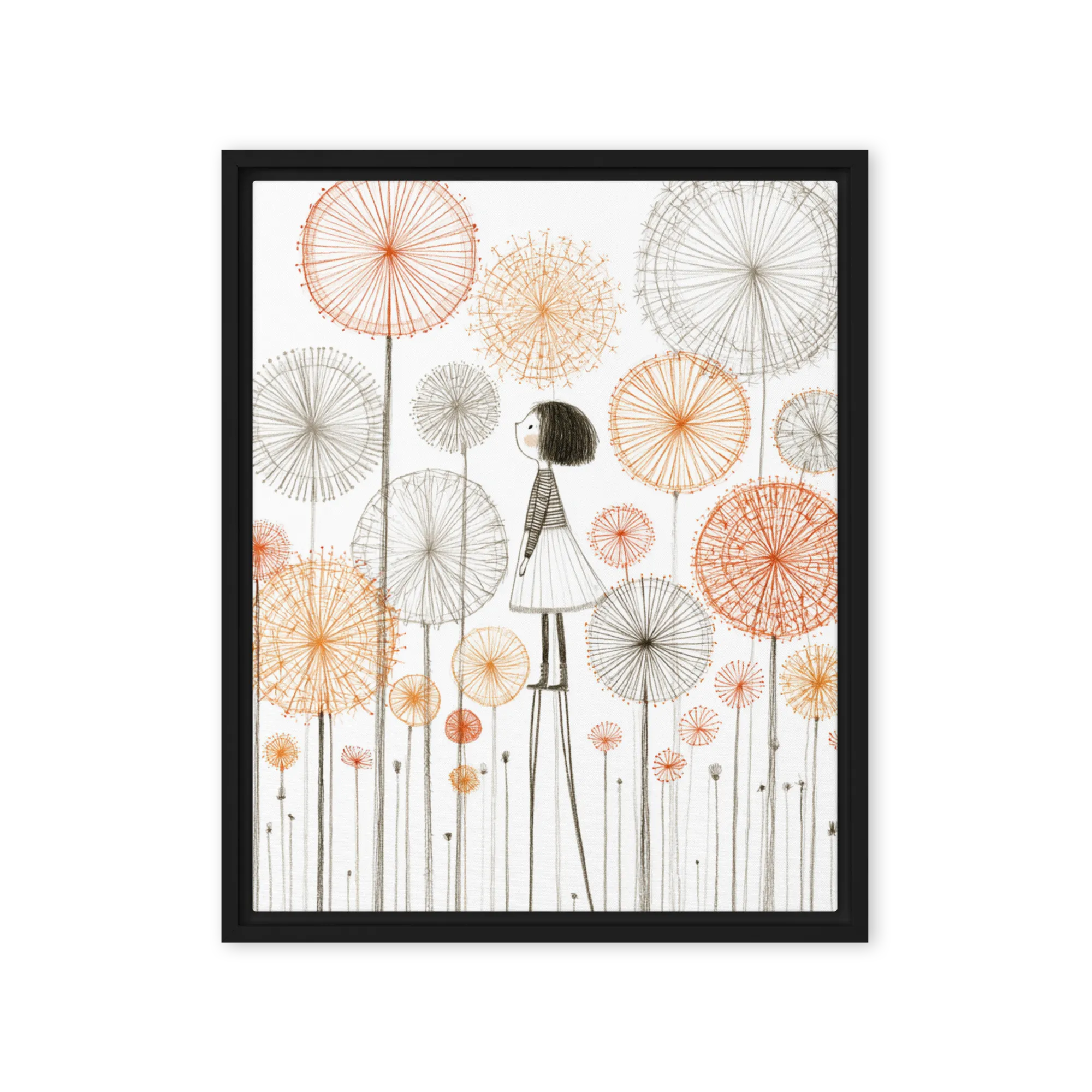 Amongst the Dandelions 
 Canvas with Brown Frame
