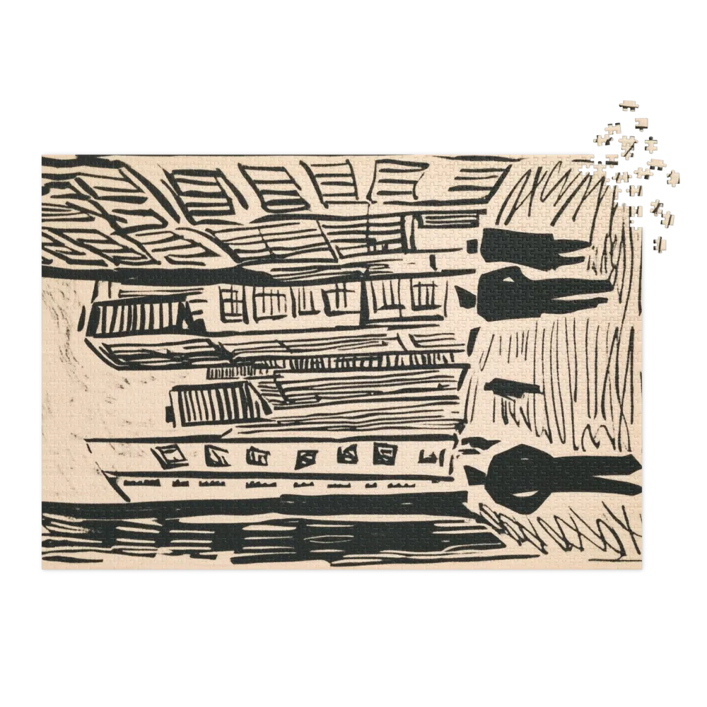 Expressionist Cityscape Woodcut