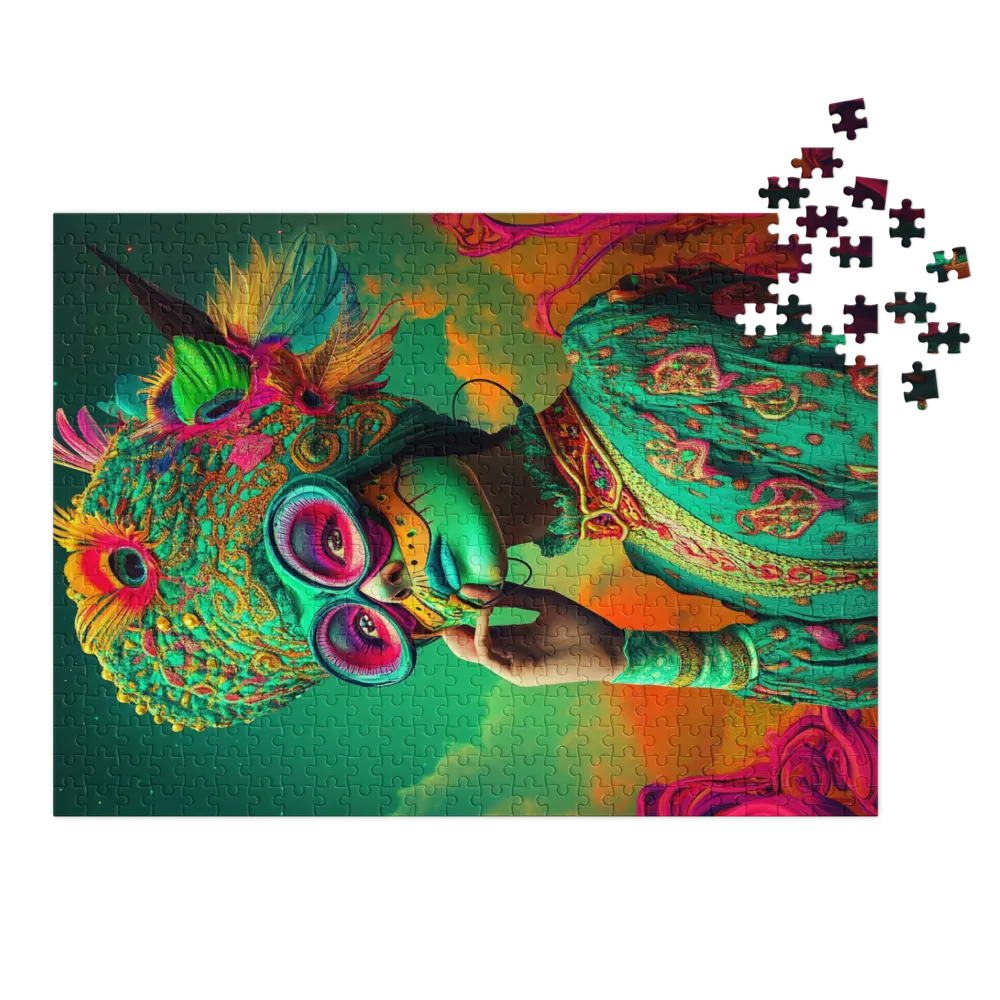 Vibrant Headdress Portrait 
 Jigsaw Puzzle in Tin Box