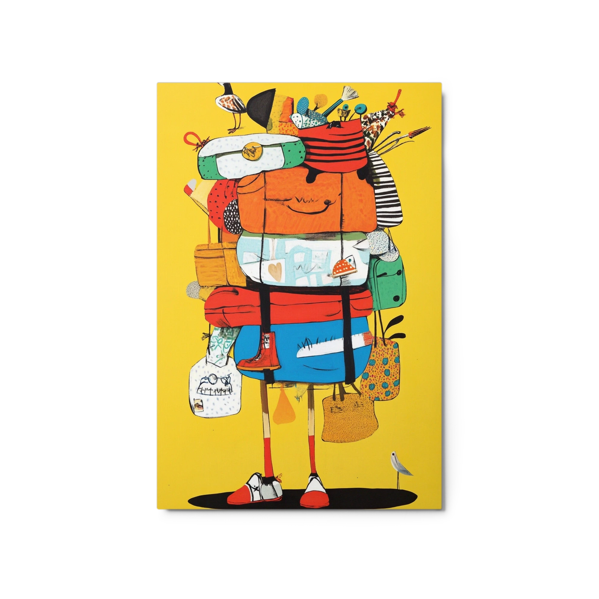 Cheerful Character with Colorful Bags