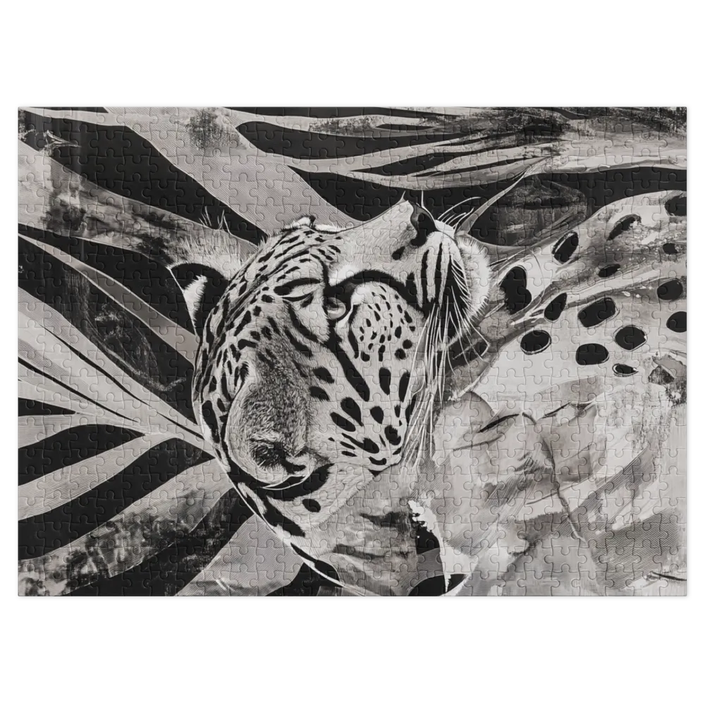 Leopardo da Selva Monocromático 
 Puzzle em caixa de metal