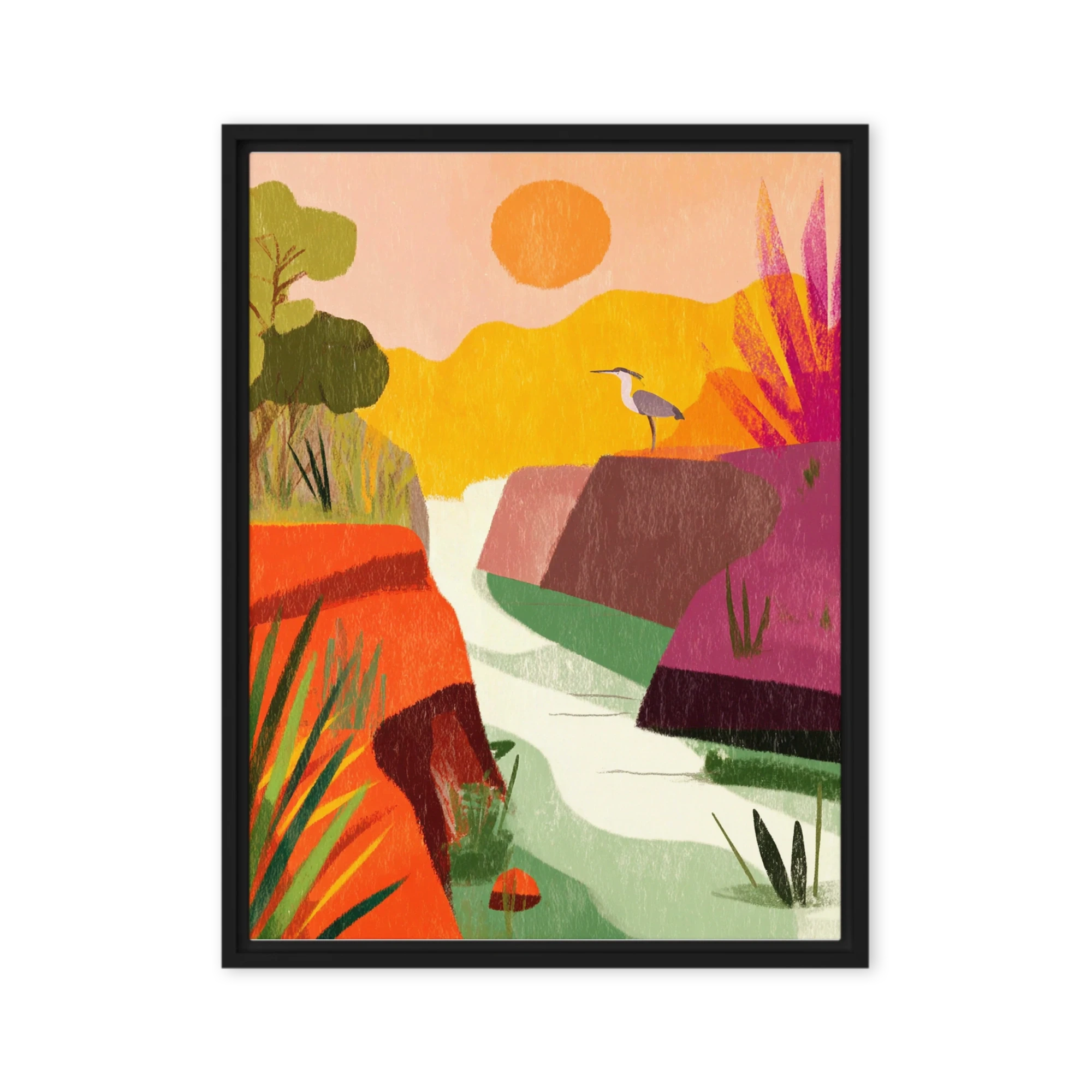 Heron by the Canyon River | Art Print