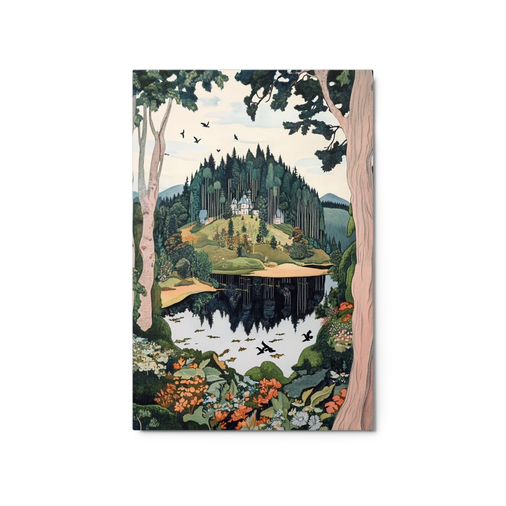 Tranquil Forest Lake Castle | Art Print