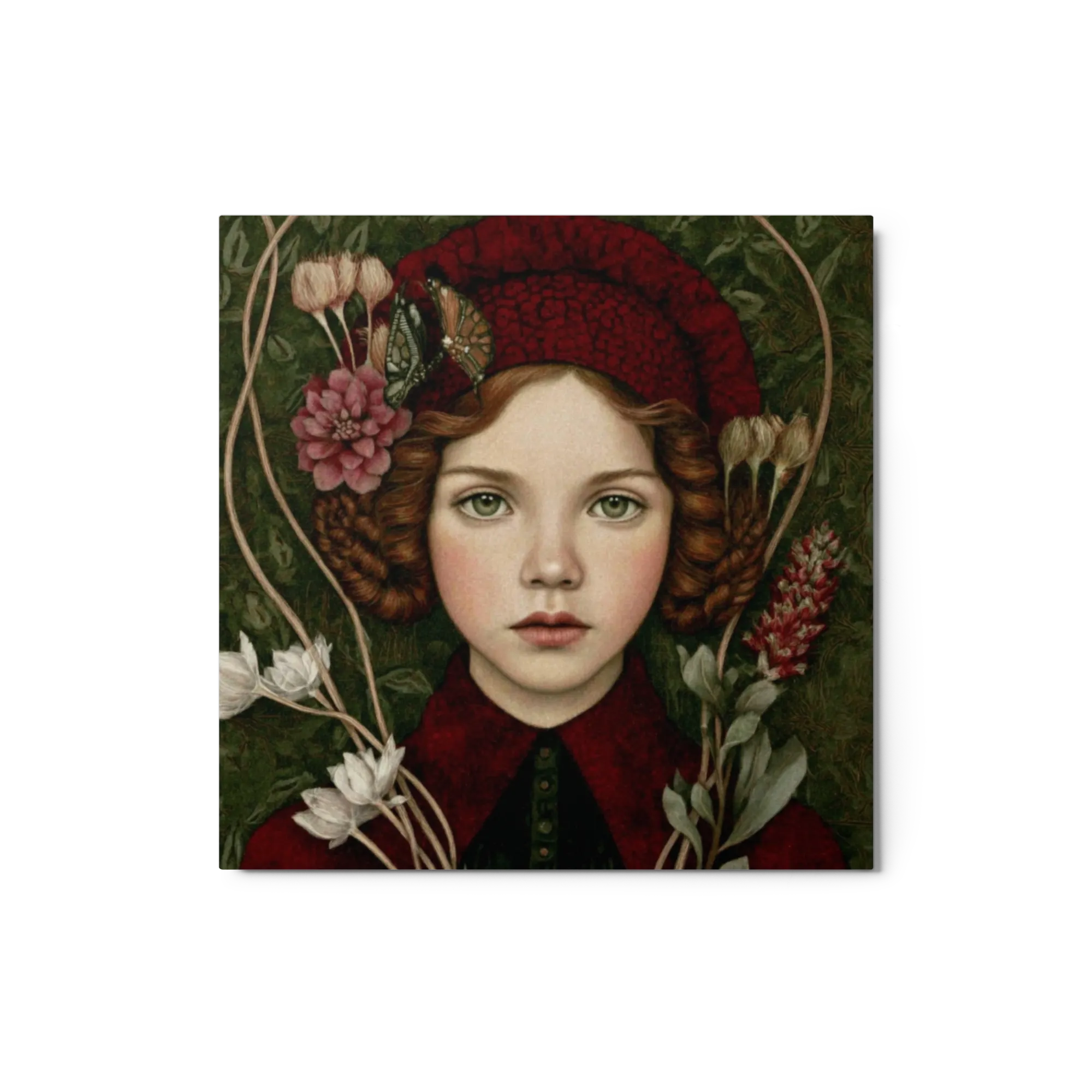Girl in Red Beret with Flora