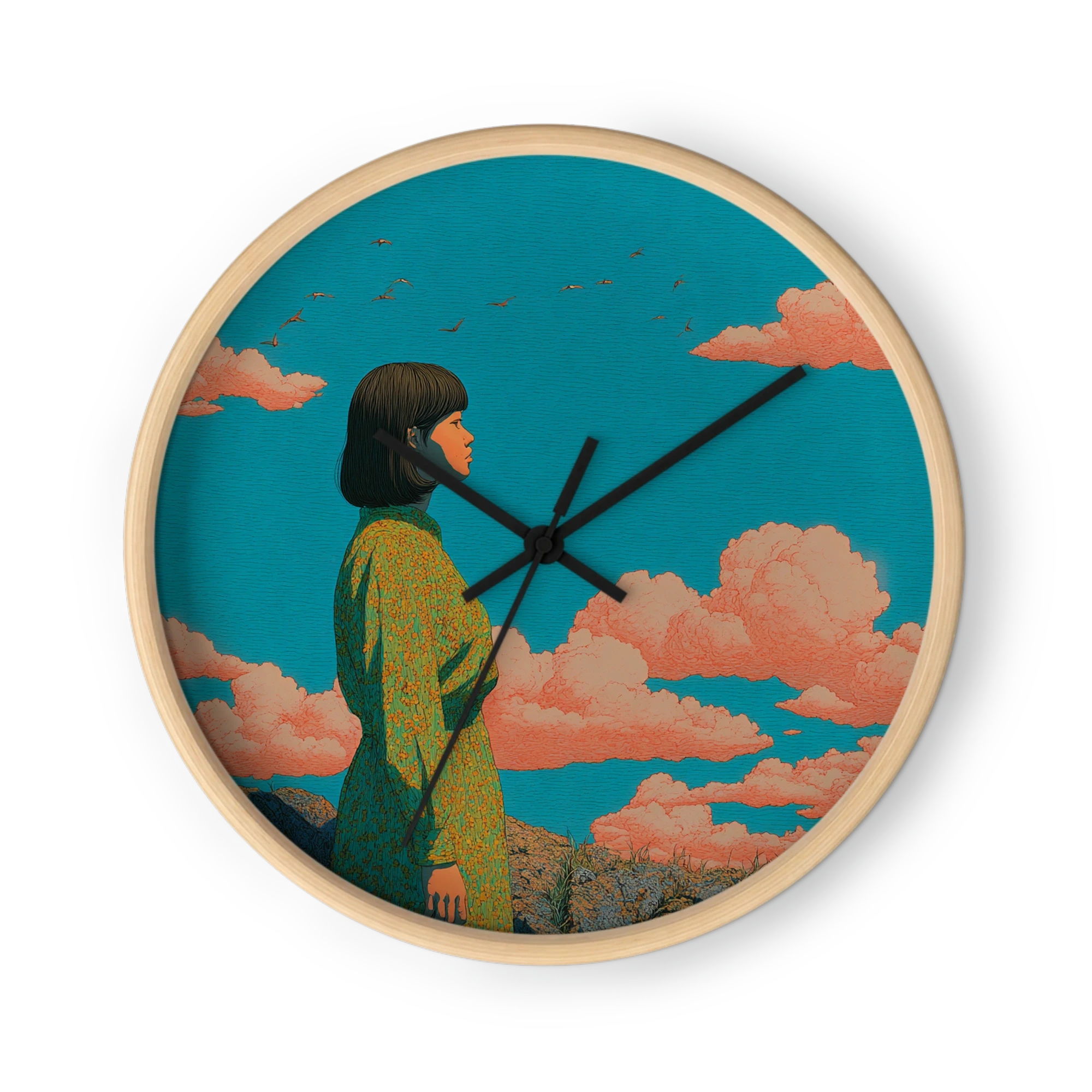 Woman Under Pink Clouds