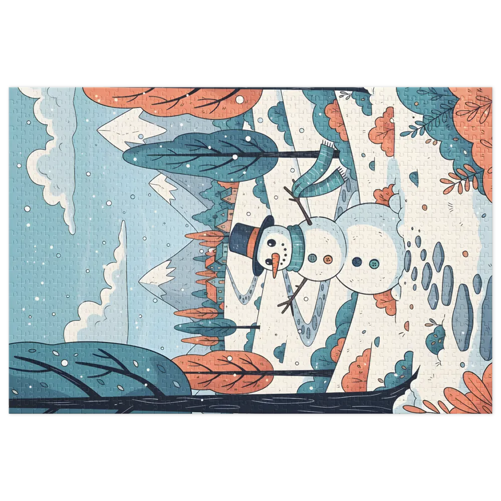 Snowman in Winter Village | Jigsaw Puzzles