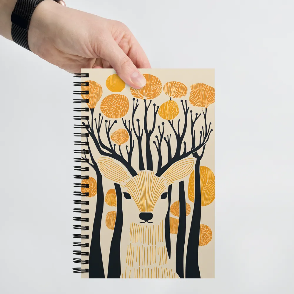 Woodcut Forest Deer 
 Spiral Notebook | 140 pages