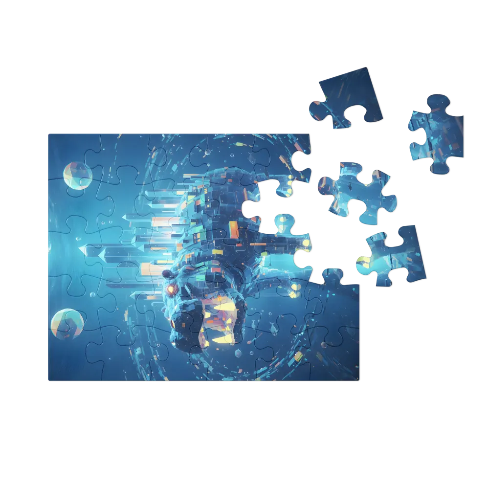 Submerged City Hippo 
 Jigsaw Puzzle in Tin Box