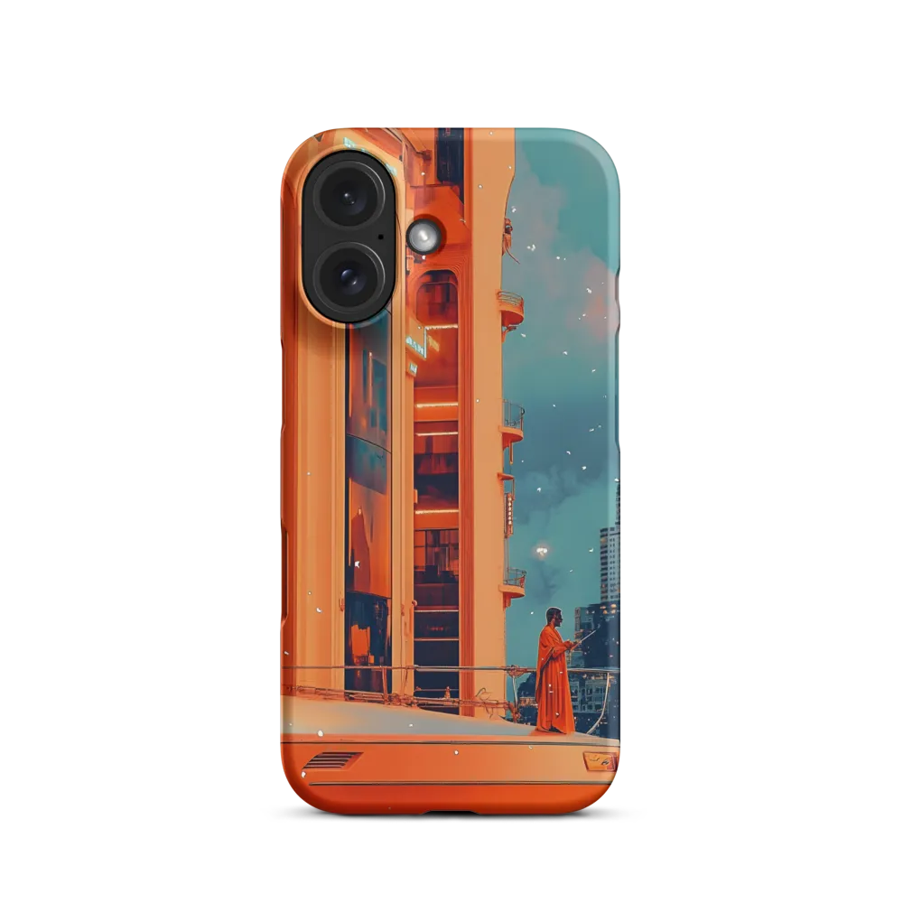 Futuristic Urban Landscape with Figure | Phone Case