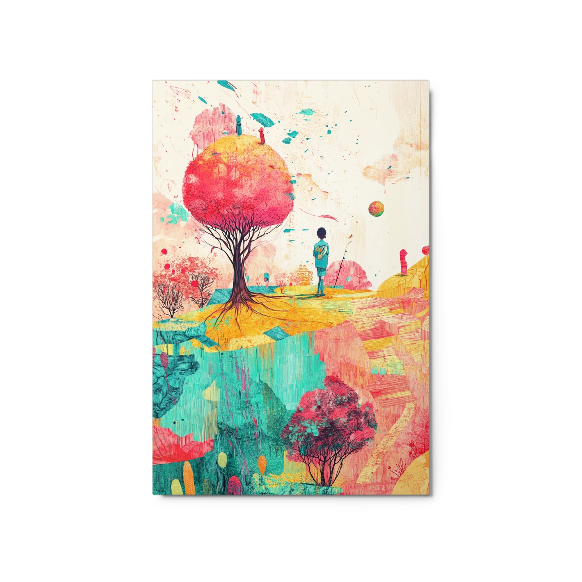 Surreal Landscape with Pink Tree