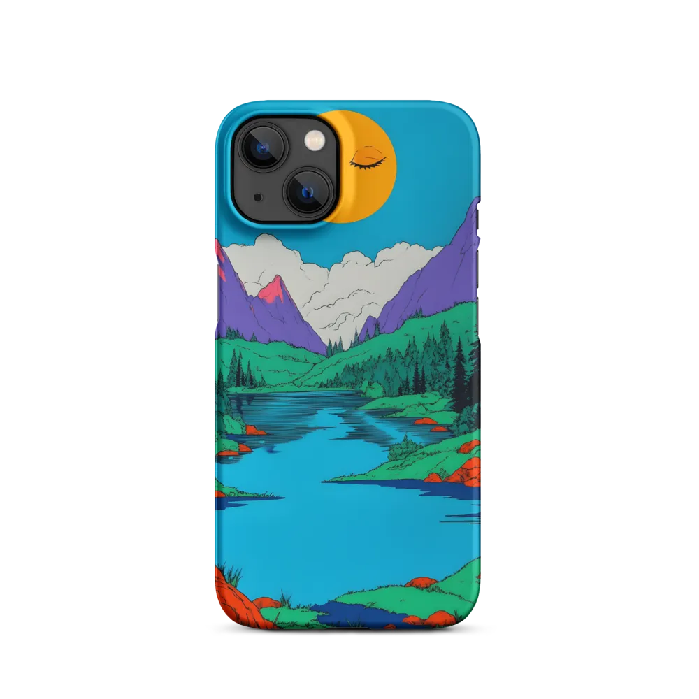 Vibrant Pop Art Landscape with River and Sun | Phone Case