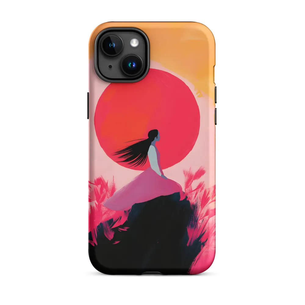 Silhouetted Woman Against Vibrant Sunset | Phone Case