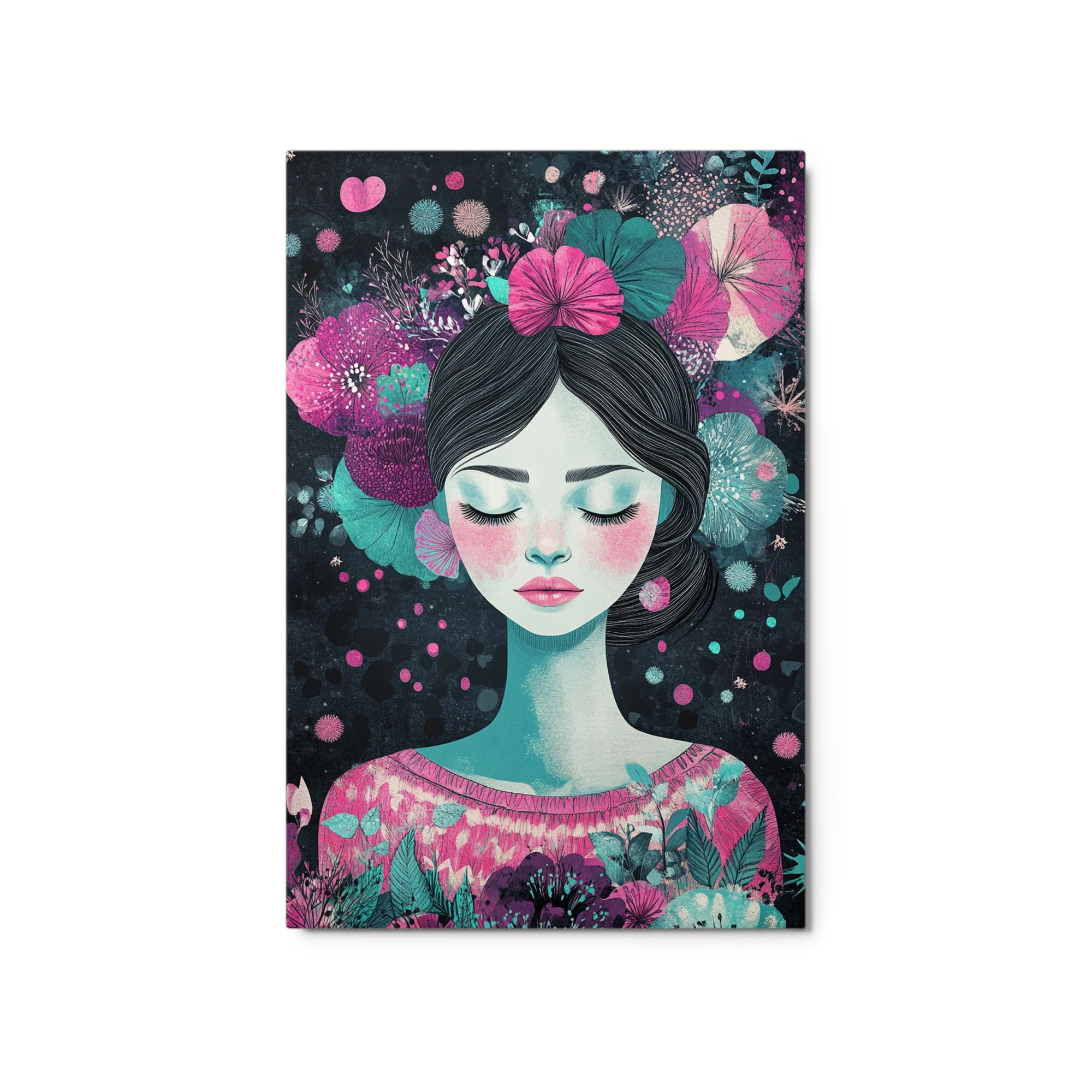 Floral Portrait of a Serene Woman