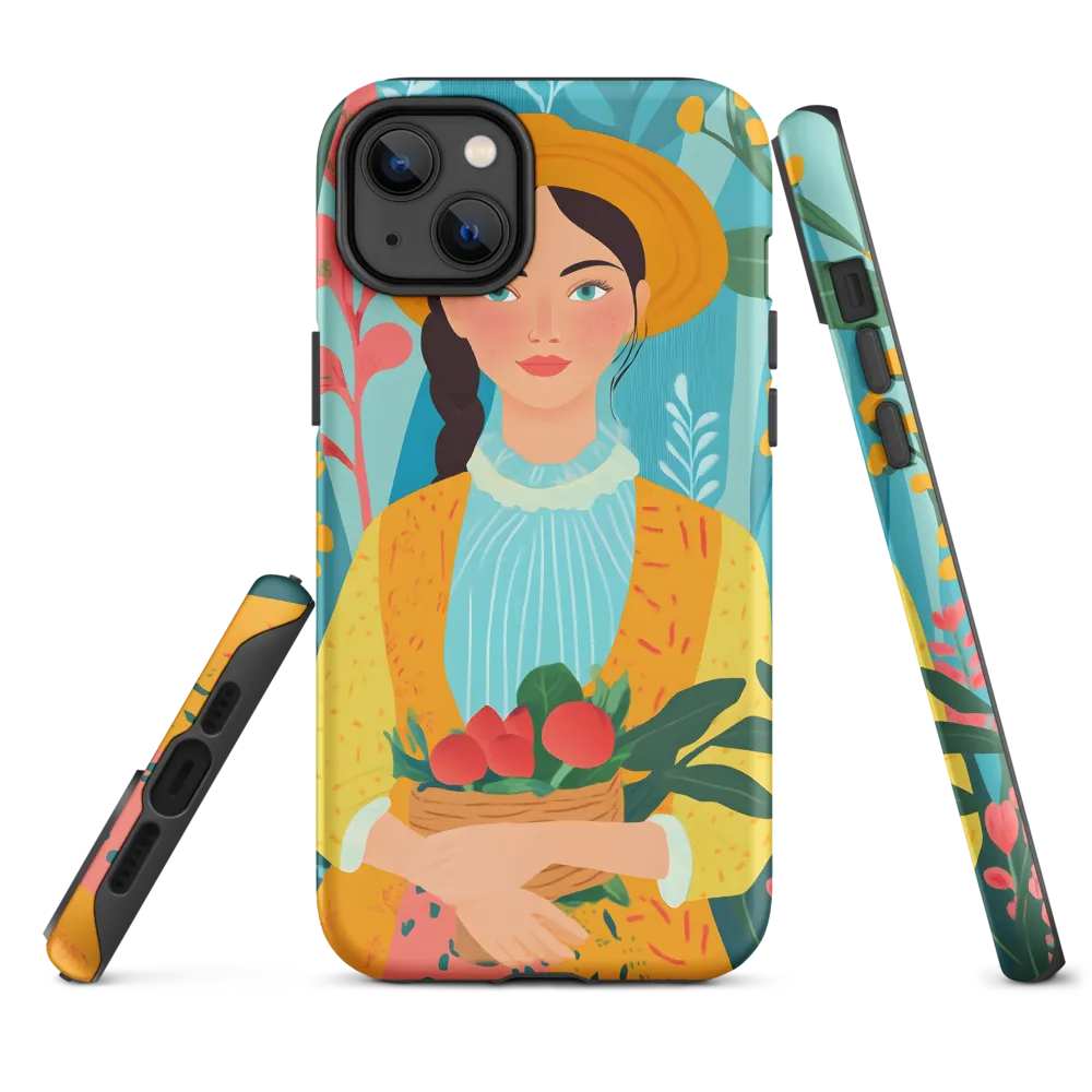 Woman with Flowers Portrait | Phone Case