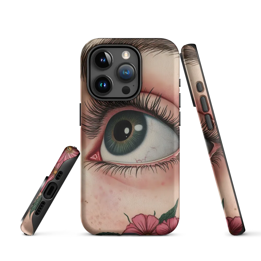Realistic Eye with Pink Flowers | Phone Case