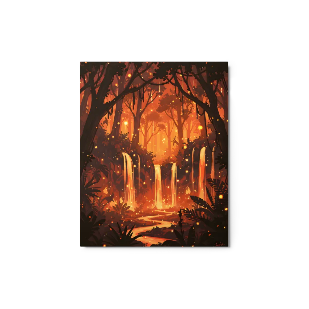 Luminous Forest Cascade 
 Poster with Red oak Frame | 11″x 14″