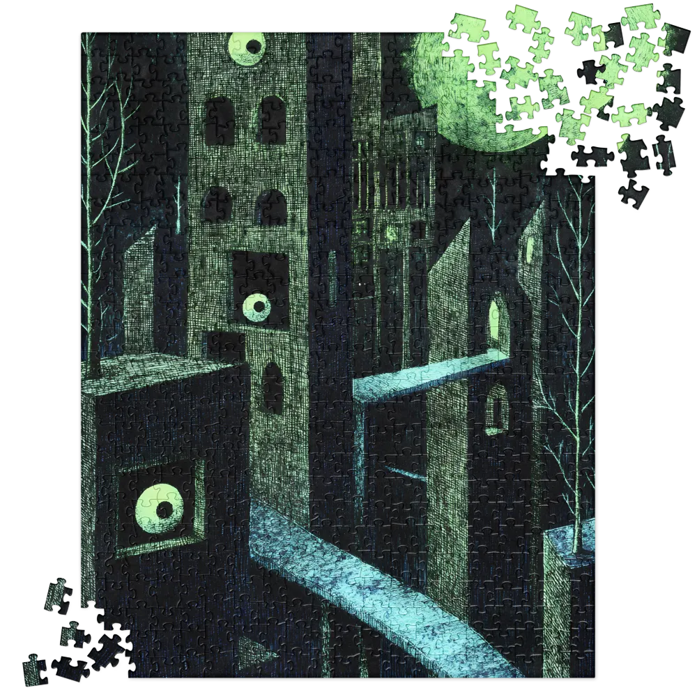 Surreal Moonlit City 
 Jigsaw Puzzle in Tin Box