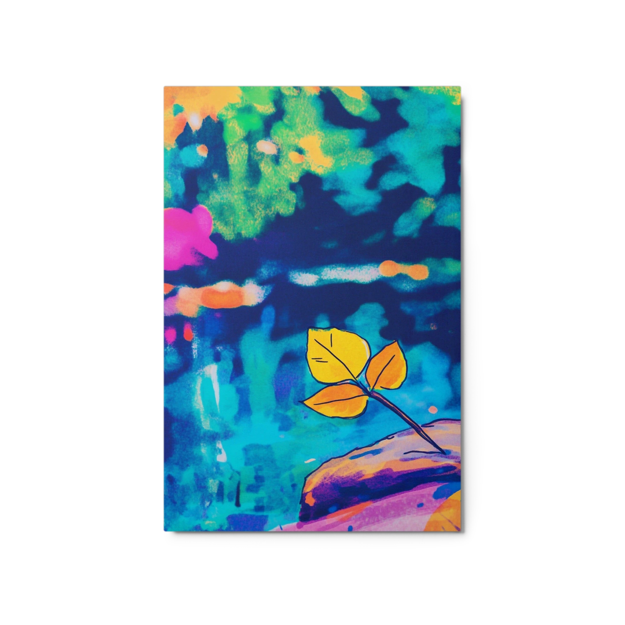 Vibrant Leaf on Abstract Blue Background