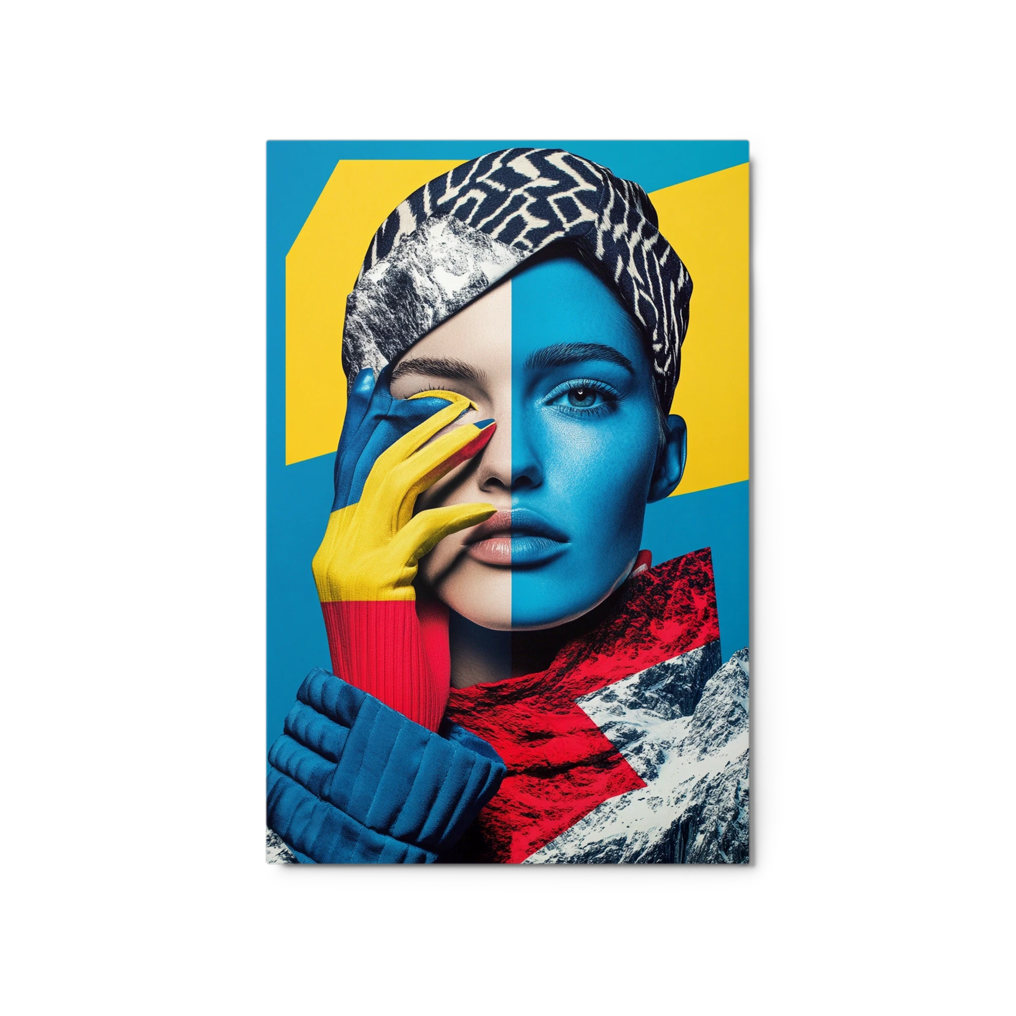 Bold Portrait with Blue and Yellow Elements