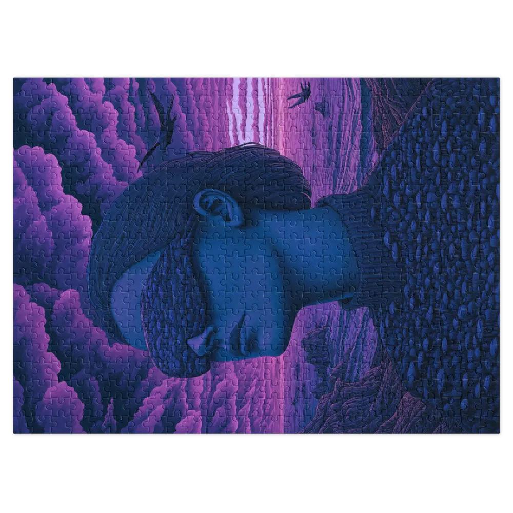 Surreal Figure in Purple Landscape | Jigsaw Puzzle (252/520 pieces)
