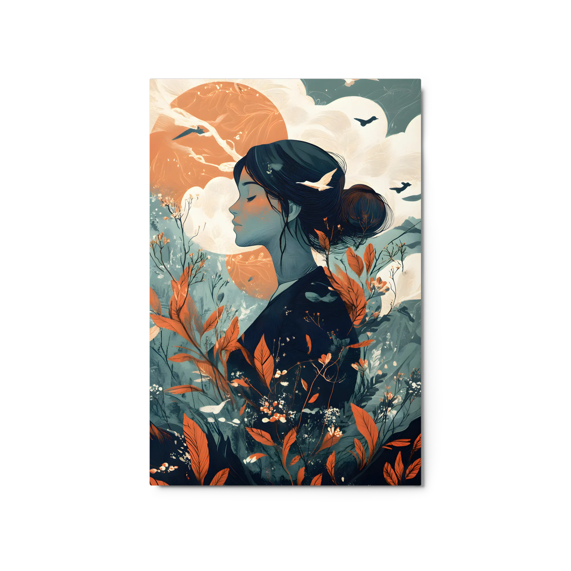 Serene Floral Reverie 
 Metal Print | 20″x 30″