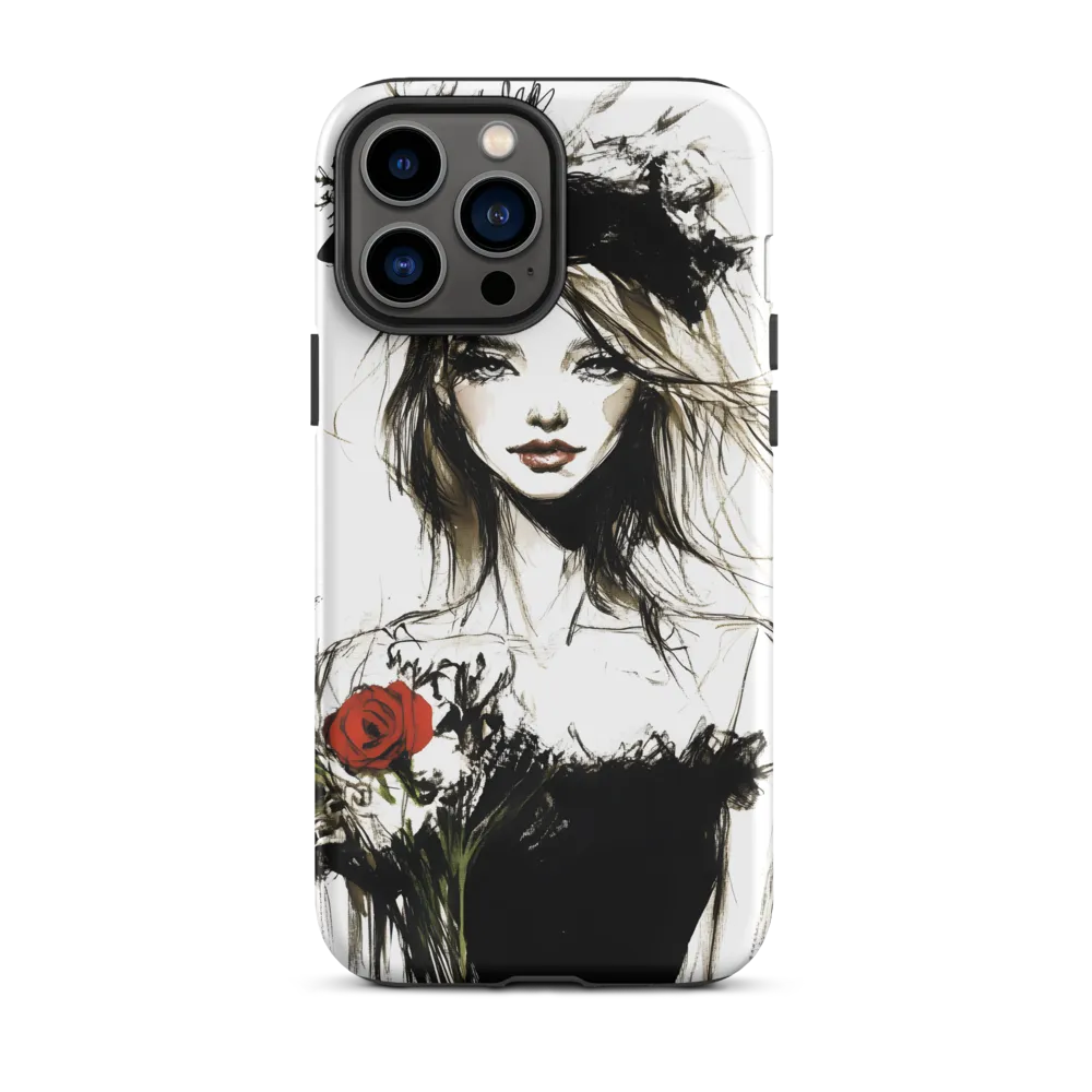 Woman with Red Roses | Phone Case