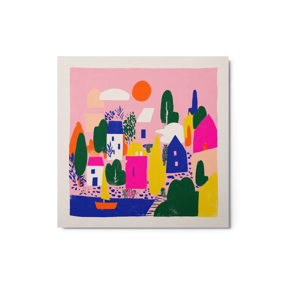 Vibrant Coastal Village | Art Print