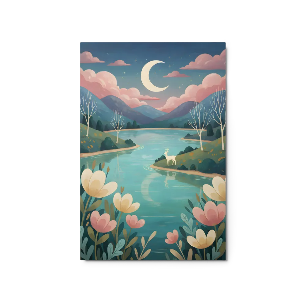 Whispers of the Moonlit Lake 
 Canvas with White Frame