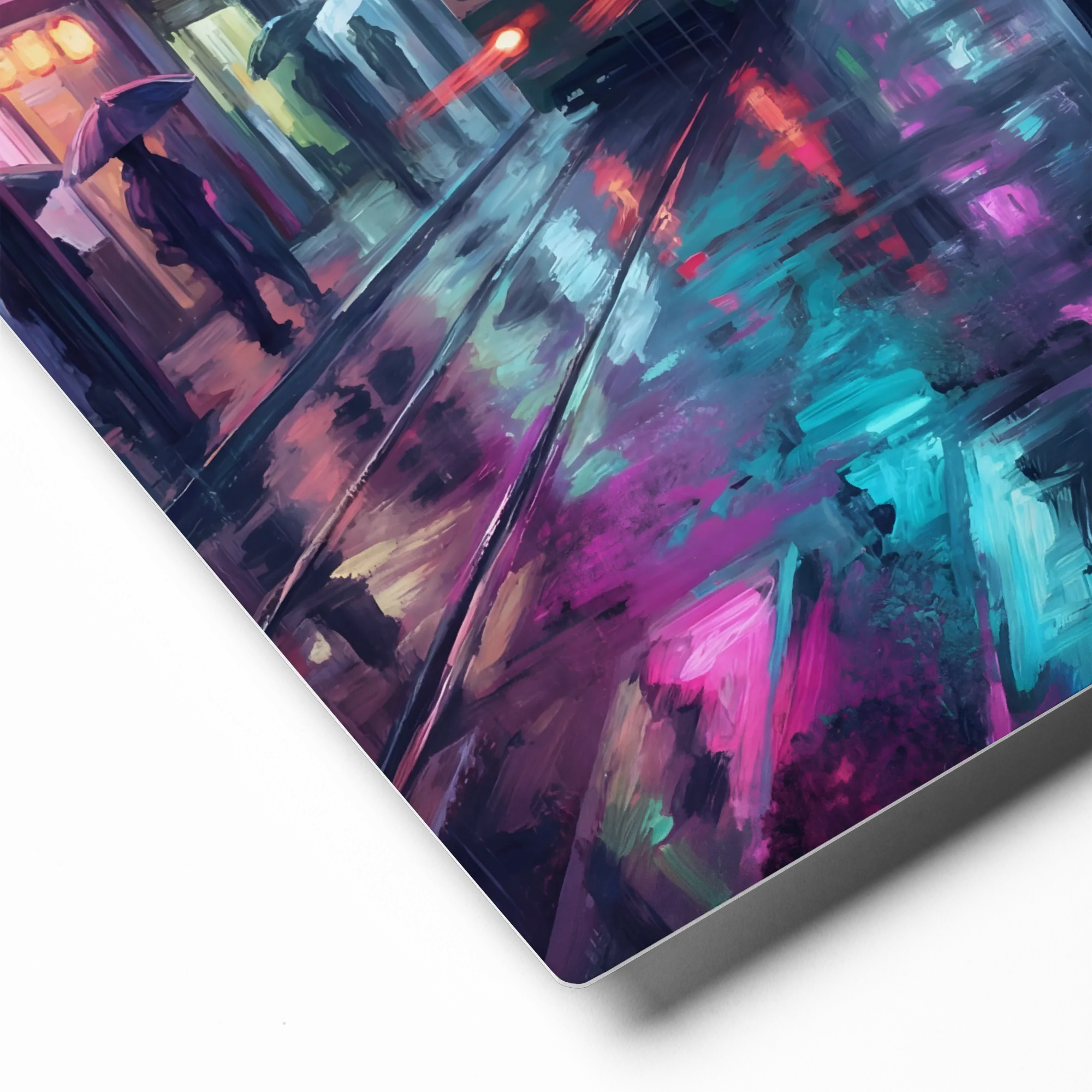 Neon Reflections: Rainy Tokyo Street 
 Canvas | 18″x 18″