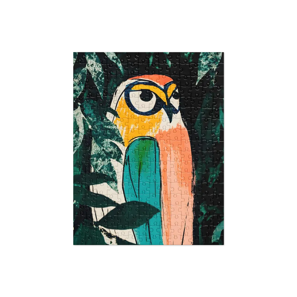 Colorful Owl in Jungle 
 Jigsaw Puzzle in Tin Box