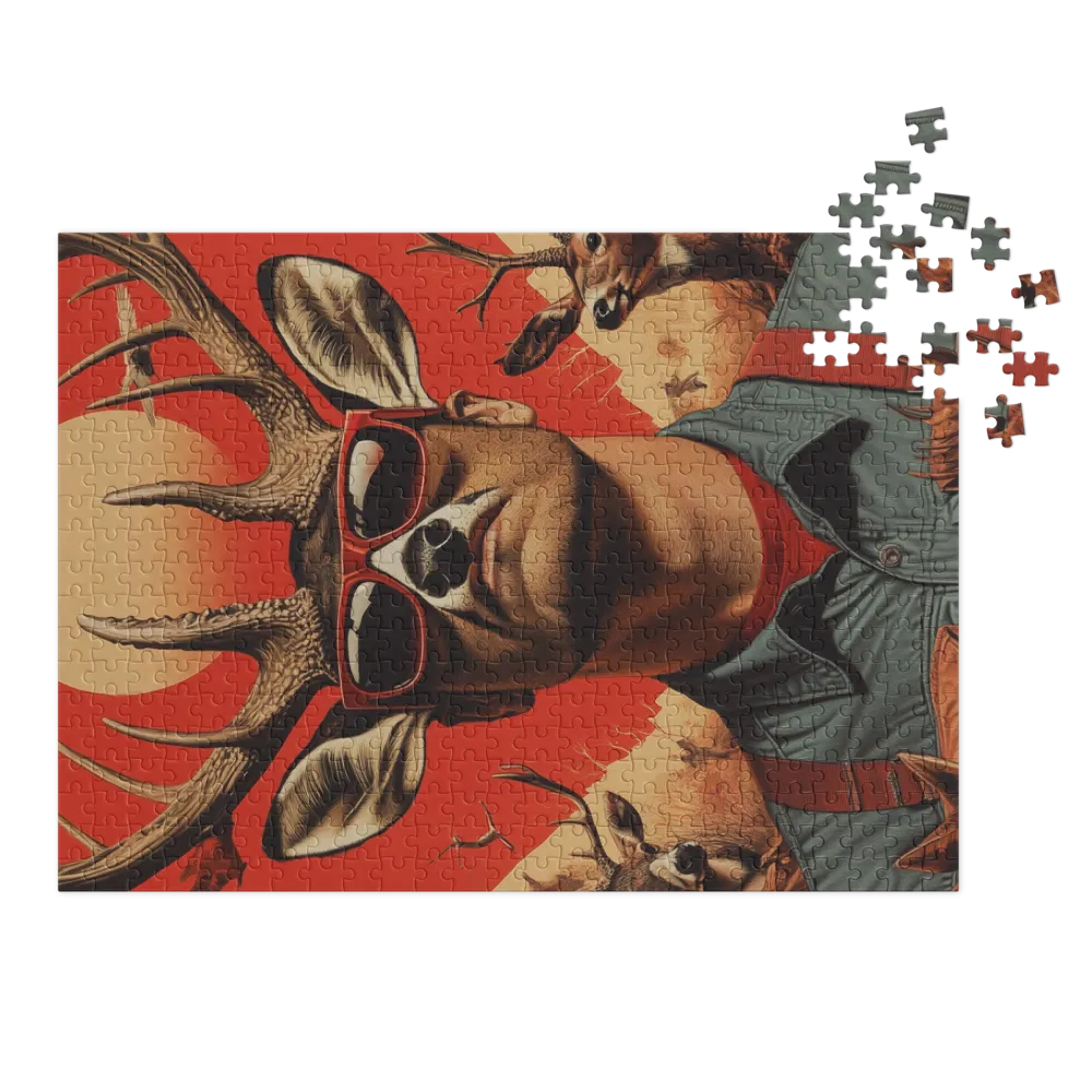 Surreal Man with Deer Antlers