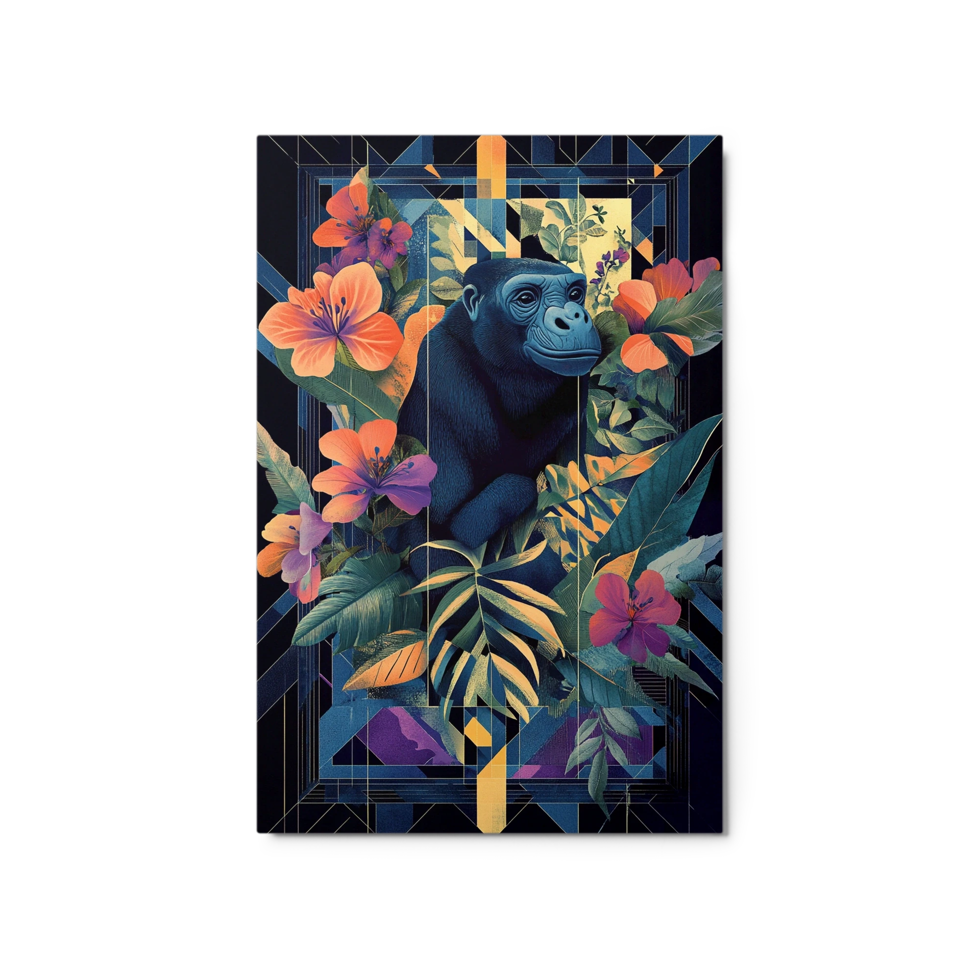 Gorilla Surrounded by Tropical Flowers