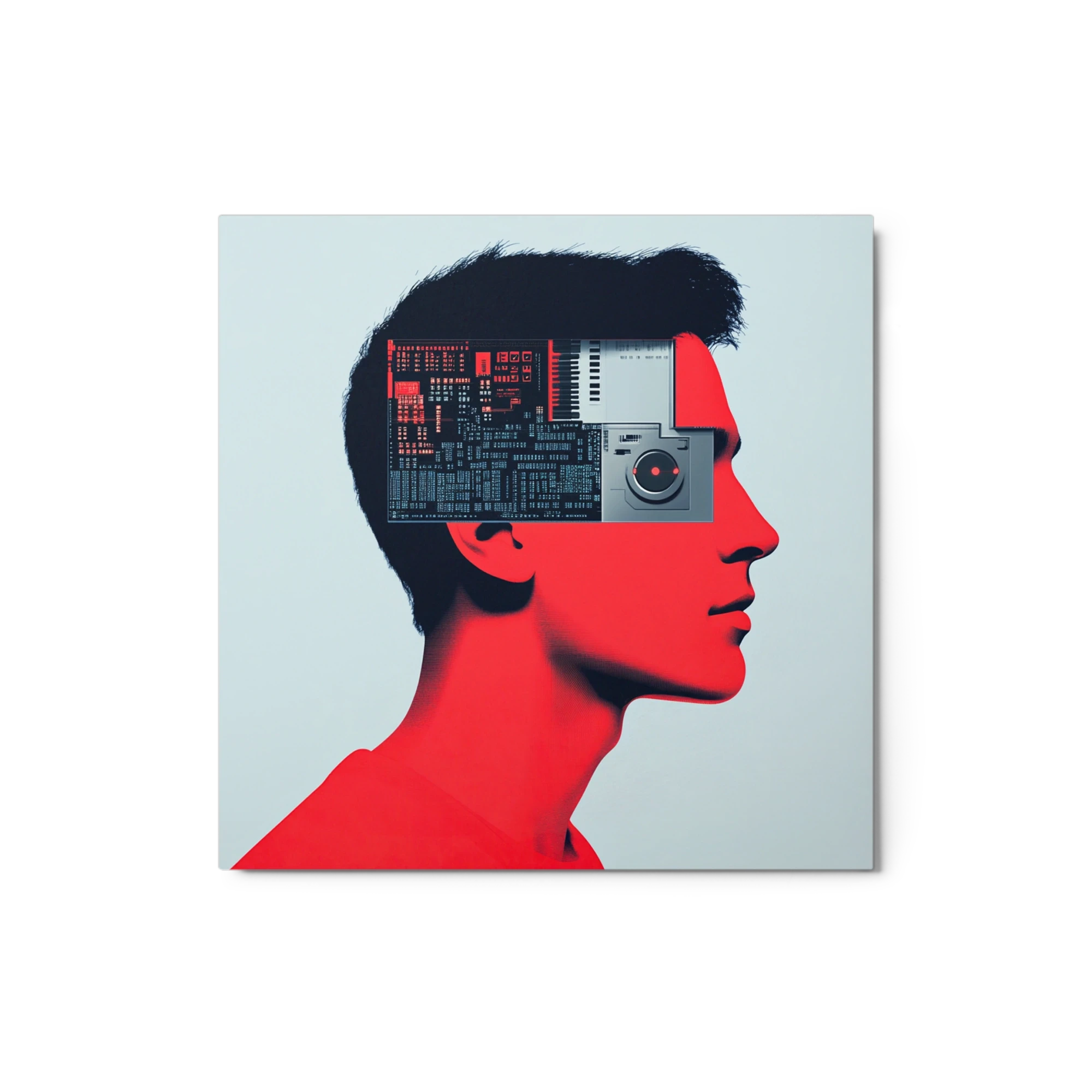 Surreal Profile with Circuit Board and Camera