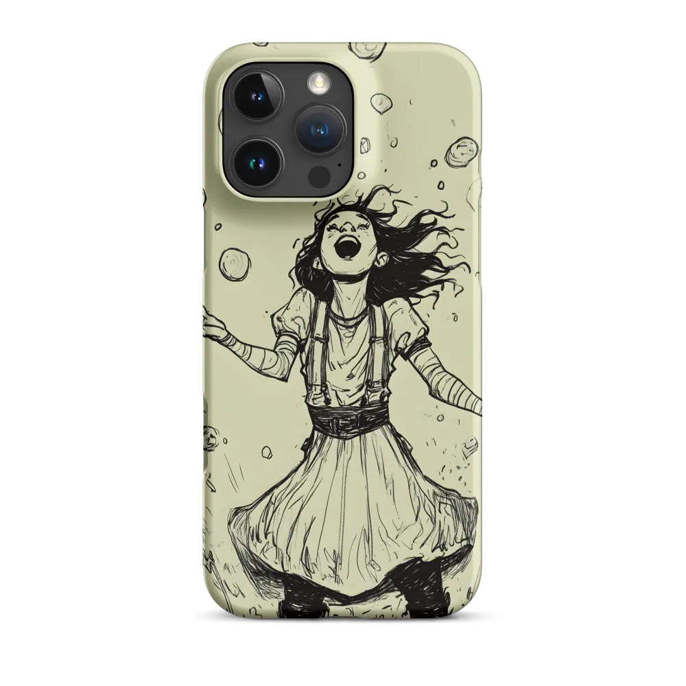 Joyful Girl with Bubbles Sketch | Phone Case