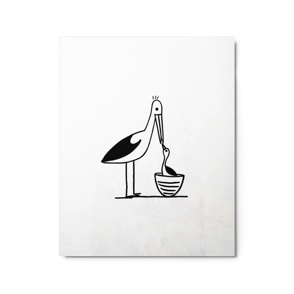 Stork Feeding Baby | Art Print
