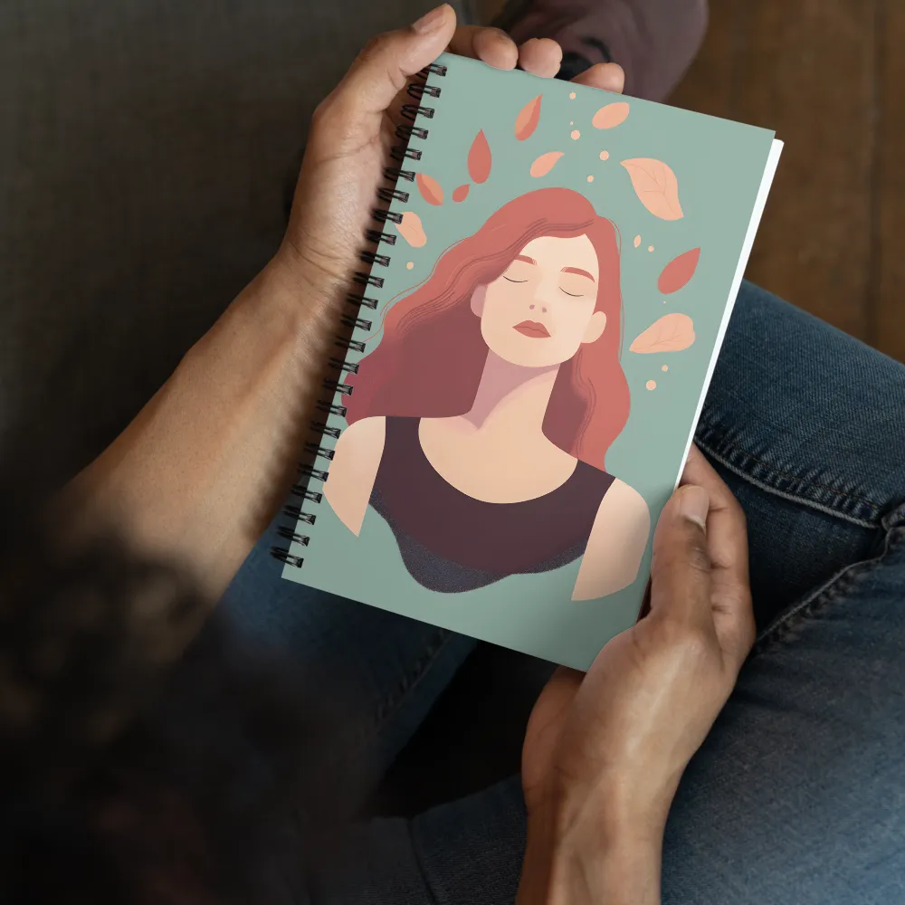 Serene Woman with Falling Leaves 
 Spiral Notebook | 140 pages