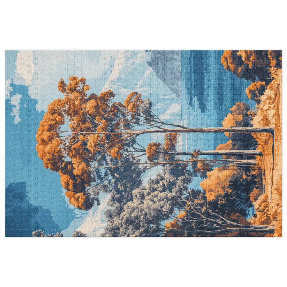 Pixelated Autumn Serenity 
 Jigsaw Puzzle in Tin Box