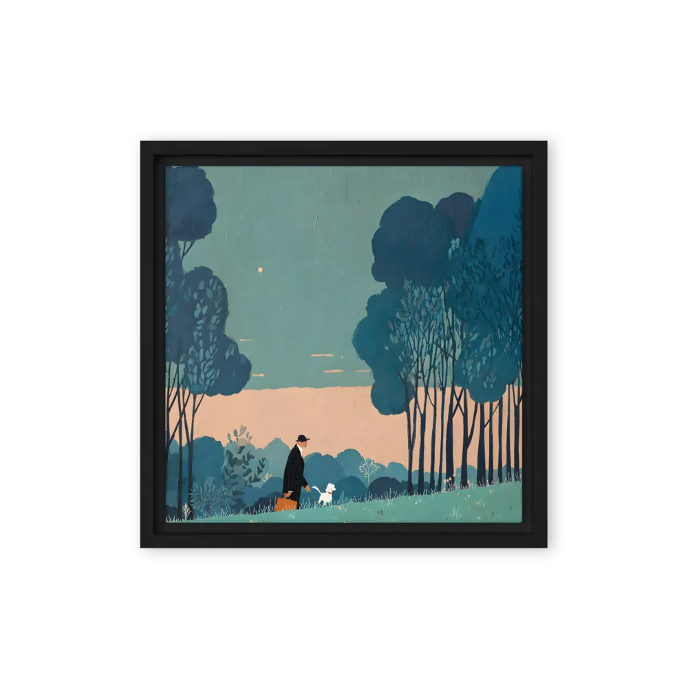 Stroll in the Teal Forest 
 Poster with White Frame | 12″x 12″