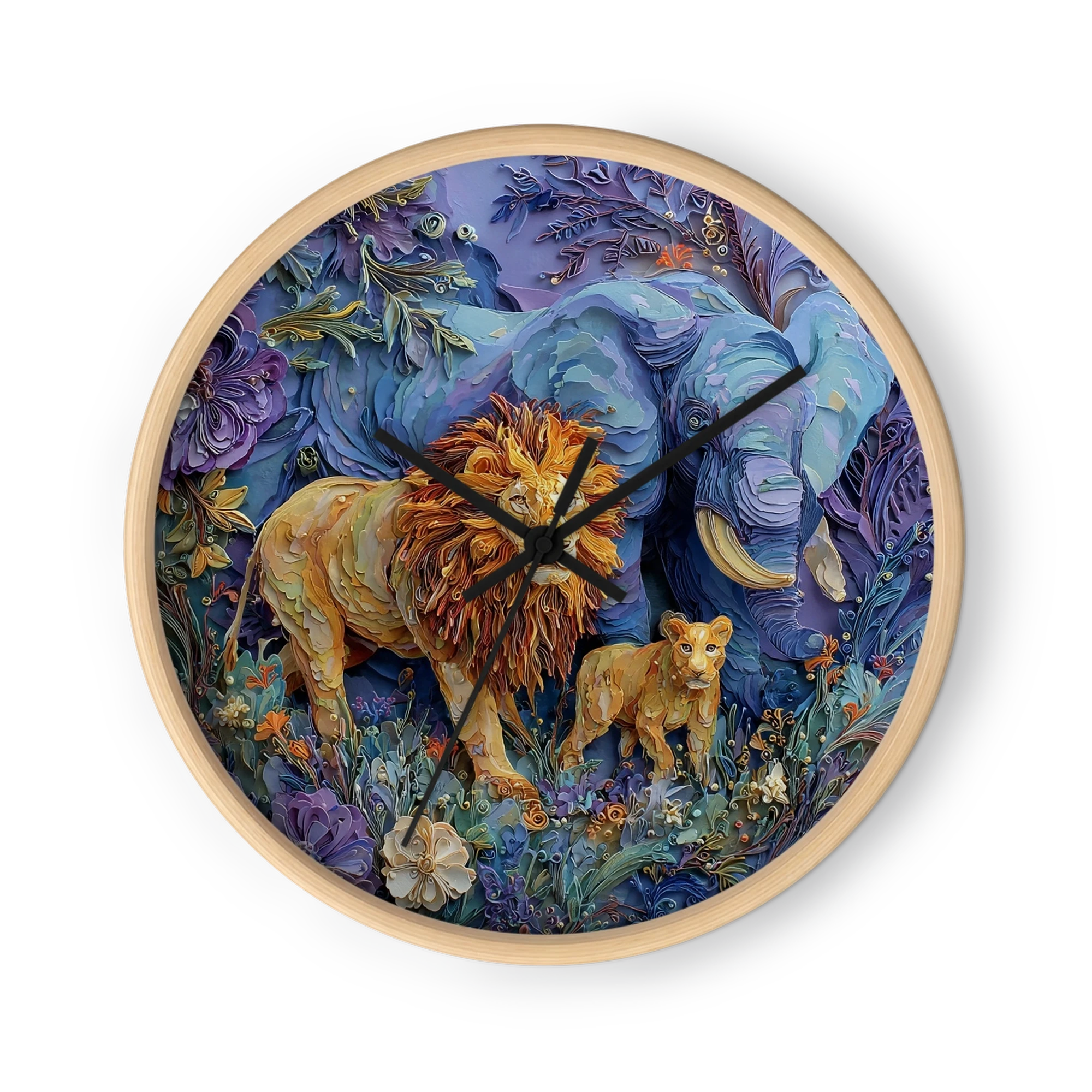 Majestic Paper Cut Lions and Elephant