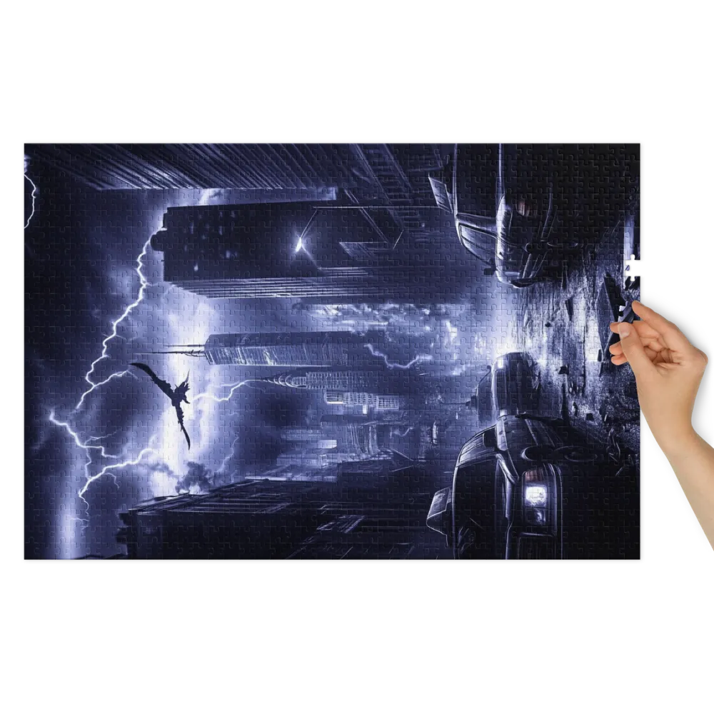 Cidade Distópica Tempestuosa 
 Puzzle em caixa de metal